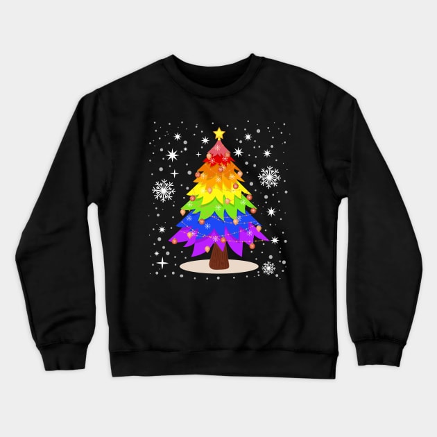 LGBT Flag Christmas Tree Gay Pride Rainbow Crewneck Sweatshirt by antrazdixonlda